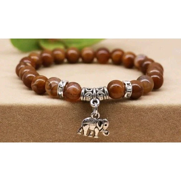 Elephant (Charm Beaded)-(Yoga)-(Bracelet)-(New)-(Bracelet Size Pictured)-$30.00 - Picture 1 of 5